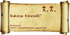 Kubina Kincső névjegykártya